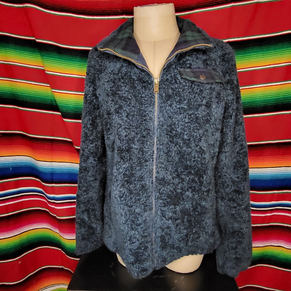 Fuzzy Pendleton Zip Jacket